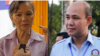FILE: Mu Sochua, Member of Parliament of dissloved CNRP (left) and Hun Many, president of Union Youth Federations of Cambodia (UYFC) and son of Cambodian Prime Minister Hun Sen. ( Leng Len/VOA Khmer) 